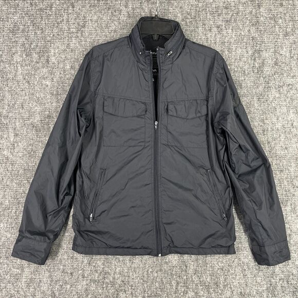 RVCA Windbreaker Mens S Black Stow Hood Full Zip Shell Skater‎ Streetwear Bomber - Picture 1 of 8